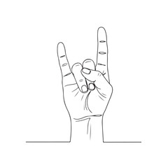 Rock Hand Sign Minimal Line Drawing