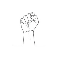 Raised Fist Minimal Line Illustration