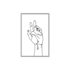Hand Through Frame Minimalist Line Art

