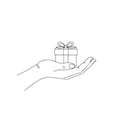 Gift in Hand Minimal Line Drawing