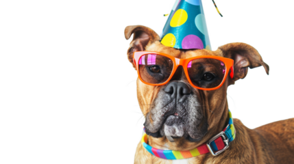 Dog Wearing Party Hat and Glasses for a Celebration