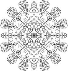 Intricate black and white floral mandala design detailed symmetrical artwork