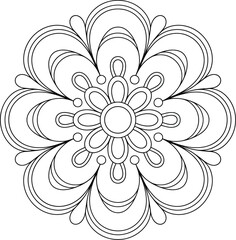 Intricate floral mandala design a beautiful black and white line art illustration