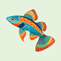 Illustration of a vibrant and stylized tropical fish with flowing fins