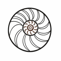 Stylized Nautilus Shell Spiral Pattern Isolated on White Background vector illustration