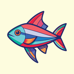 Abstract Colorful Fish with Geometric Shapes in Contemporary Style Illustration