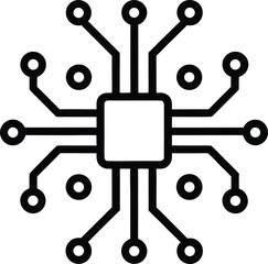 Minimal circuit board schematic icon with electronic components and connections