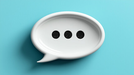 3D Chat Bubble with Typing Indicator on Blue Background