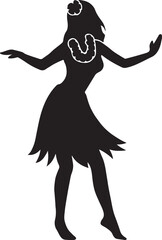 Hawaiian hula dancer silhouette vector, traditional Polynesian dance illustration for cultural design