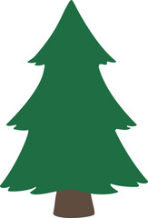 Fototapeta premium Simple Green Christmas Tree Flat Vector Illustration Design isolated. Transparent background.
