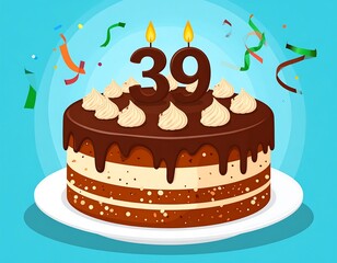 Celebratory Birthday Cake with Number 39
