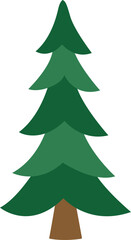 Simple Green Christmas Tree Flat Vector Illustration Design isolated.
Transparent background.