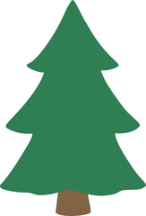 Simple Green Christmas Tree Flat Vector Illustration Design isolated.
Transparent background.