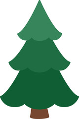 Simple Green Christmas Tree Flat Vector Illustration Design isolated.
Transparent background.
