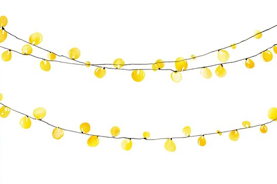 Watercolor illustration of two strands of yellow string lights