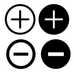 Obraz premium Plus and Minus Symbol Icons – Basic Math Signs for Education and Design