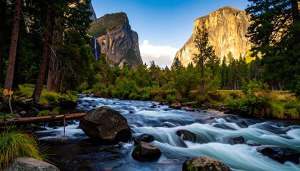 Yosemite Valley River at Sunrise