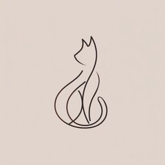 Obraz premium Abstract line art cat silhouette