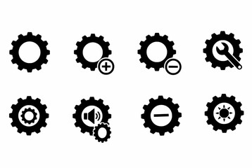 Collection of gear settings icons for web and app development. Perfect for design and user interface projects.