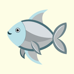 Cute cartoon fish with geometric design on a pale yellow background