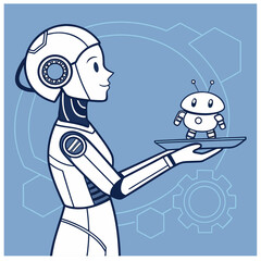 Artificial Intelligence innovation vector illustration. Blue technology background.