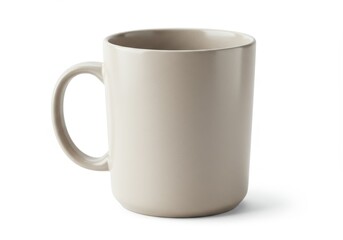 Minimalist ceramic mug on pure white backdrop emphasizing sleek design element