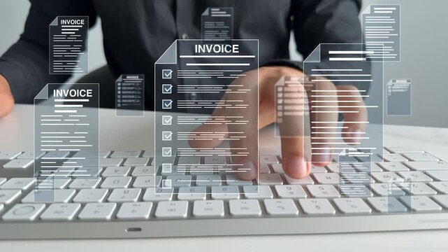 Invoice digital billing document concept.Online Invoice document management, and digital payment statement.