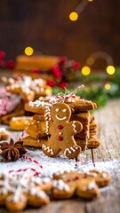 Festive gingerbread cookies on a wooden table (2)