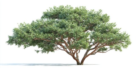 Full shot of a lush green tree against a white background
