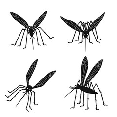 Set of mosquito silhouettes isolated on white background.