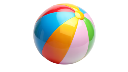 A colorful beach ball, perfect for summer fun and games at the beach or pool, isolated on transparent background, ready for vacation