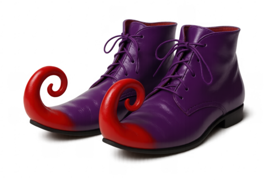 Purple and red festive elf boot shoes