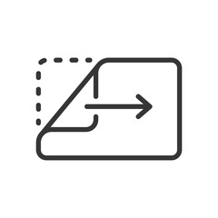 pull to opened up, sticker open icon, pulling edge, peel off duct tape, thin line vector illustration eps10