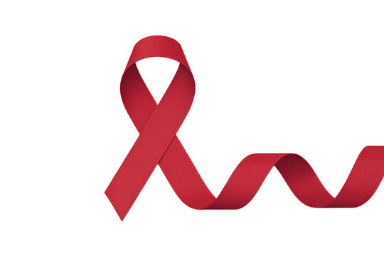 World aids day and national HIV- AIDS and aging awareness month with red ribbon on transparent background
