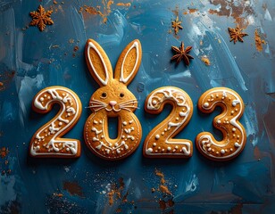 Festive gingerbread cookies, year 2023