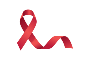 World aids day and national HIV- AIDS and aging awareness month with red ribbon on transparent background