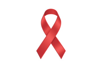 World aids day and national HIV- AIDS and aging awareness month with red ribbon on transparent background