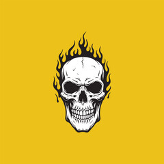 Skull in a yellow background editable