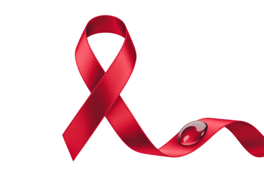 World aids day and national HIV- AIDS and aging awareness month with red ribbon on transparent background