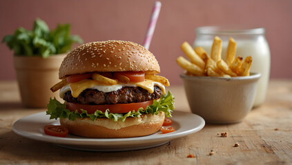 hamburger on a plate