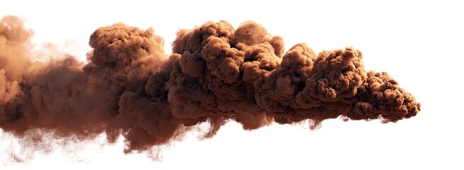 Brown cloud of smoke or dust against white background (1)