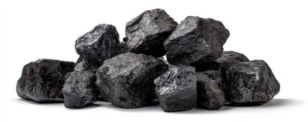 Obraz premium Pile of dark gray coal rocks