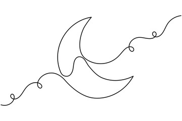 Crescent moon continuous one line drawing minimalist elegant outline vector illustration