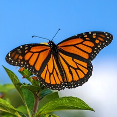 Naklejka premium Monarch butterfly perched on flower