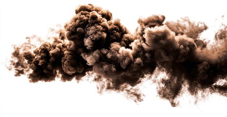 Dense, brownish-gray smoke clouds against a white background