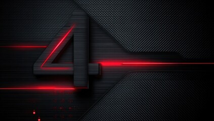 Dark metallic background with red number 4