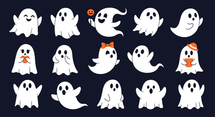 A playful collection of cute ghosts for your spooky celebrations.