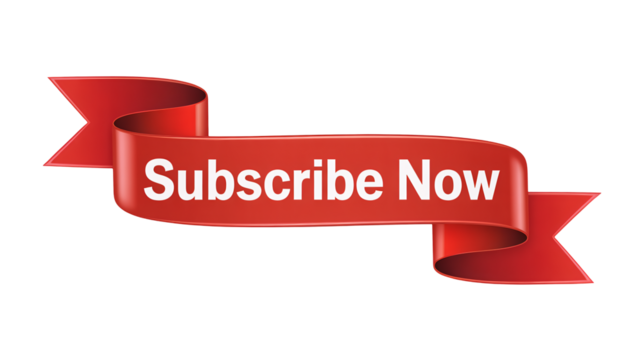 Urgent Call to Action: Red Ribbon Banner Urges Instant Subscription