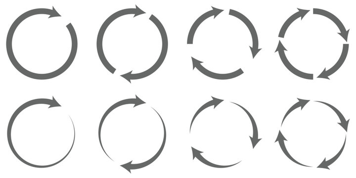 rotate arrow icon, refresh and reload icon. Circle Arrow icon set vector illustration, refresh, reload, Set of circle arrows rotating, different circular arrows of black color isolated, recycle sign