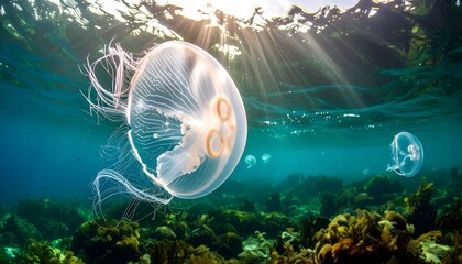 Underwater shot of jellyfish